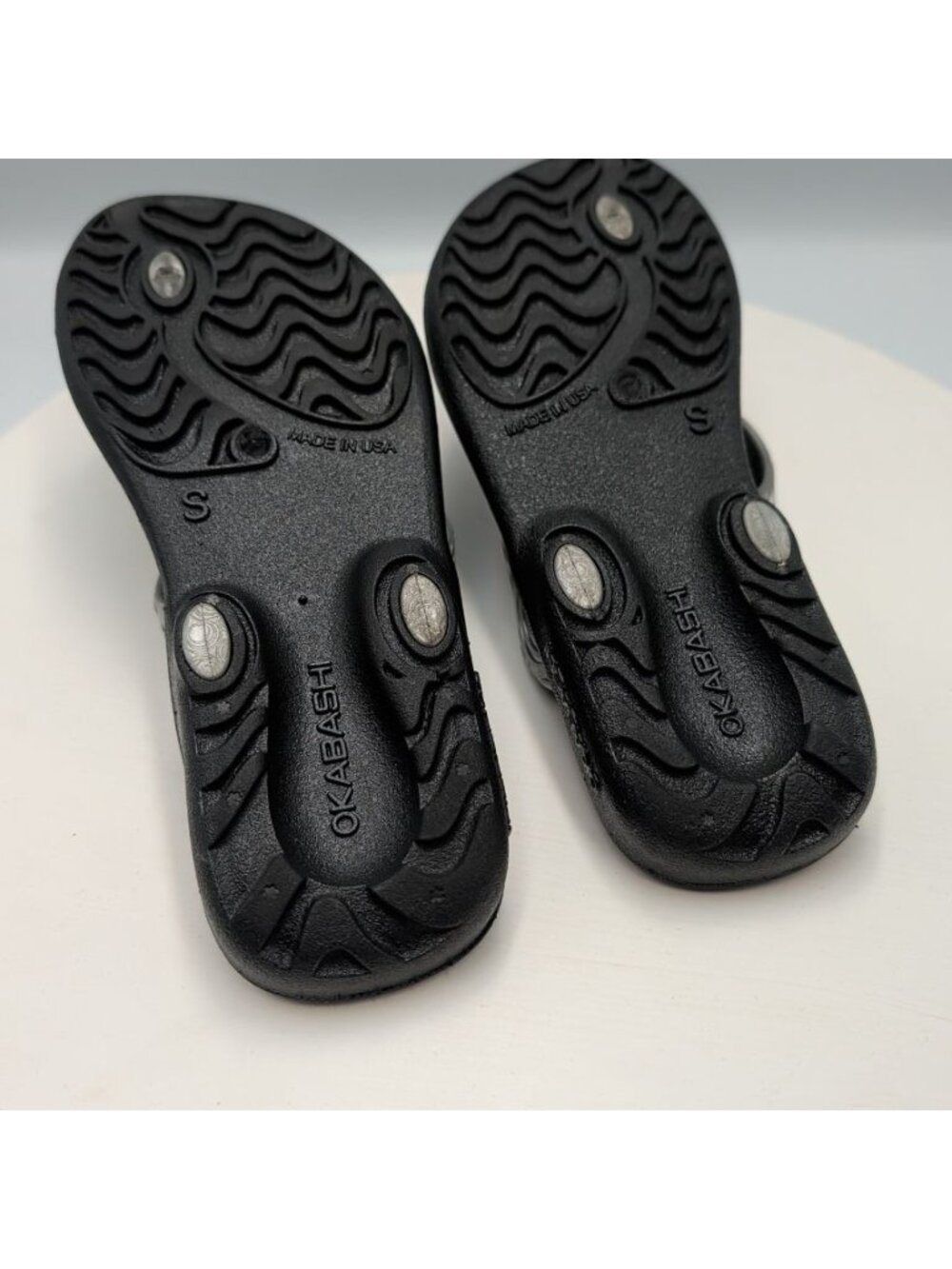 Okabashi Marina Slides Flip Flop Sandals Black Silver Arch Support size Small - Picture 6 of 7